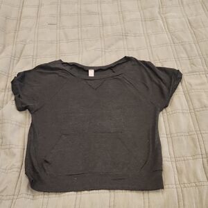Chic Charcoal Gray Short Sleeve Tee With Front Pocket Size M!